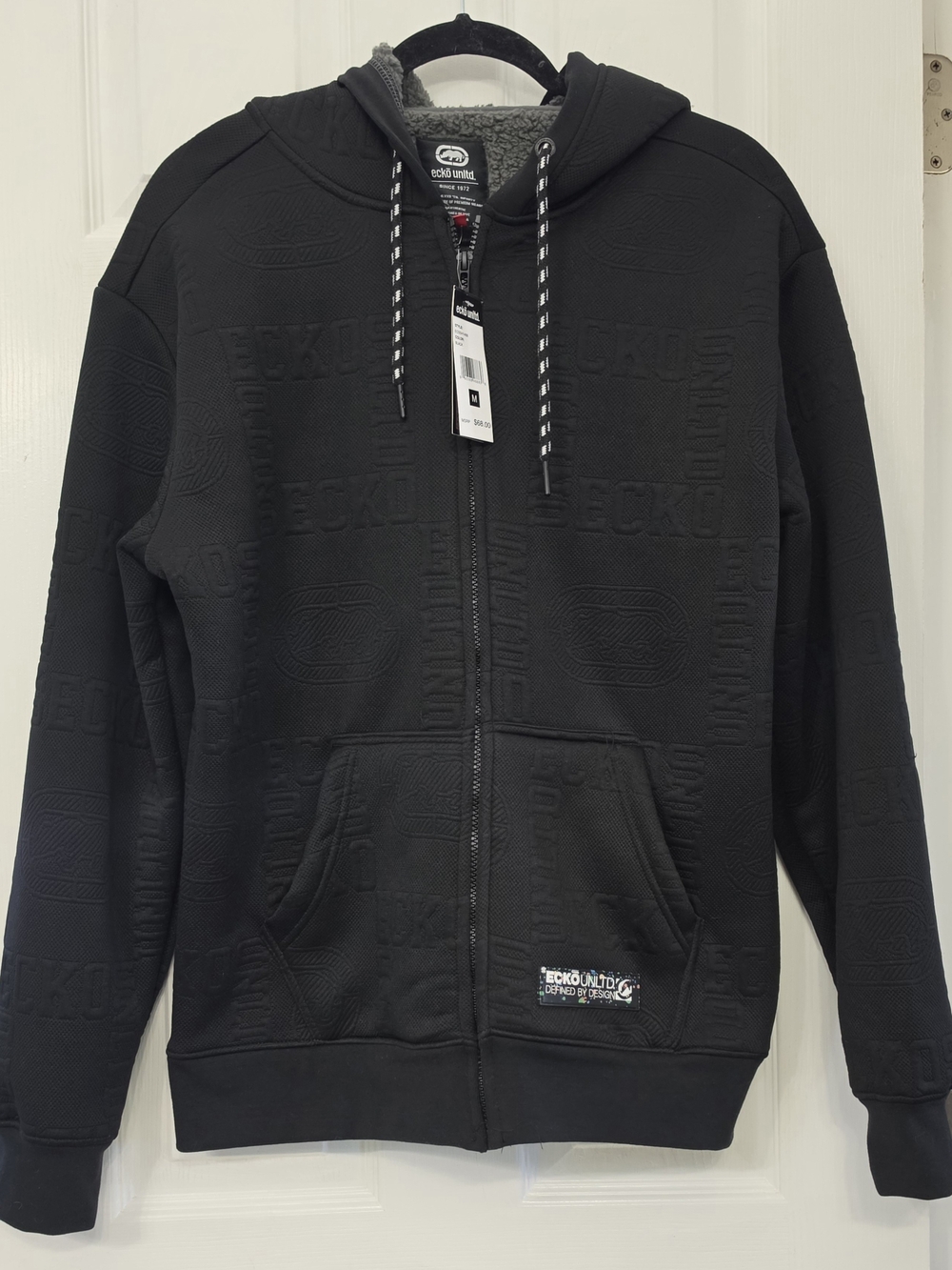 Ecko Unlimited Black Full-Zip Tip Top Sherpa Hoodie Medium NWT